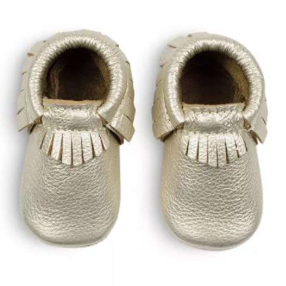 Freshly Picked Platinum Moccasins Baby Shoes